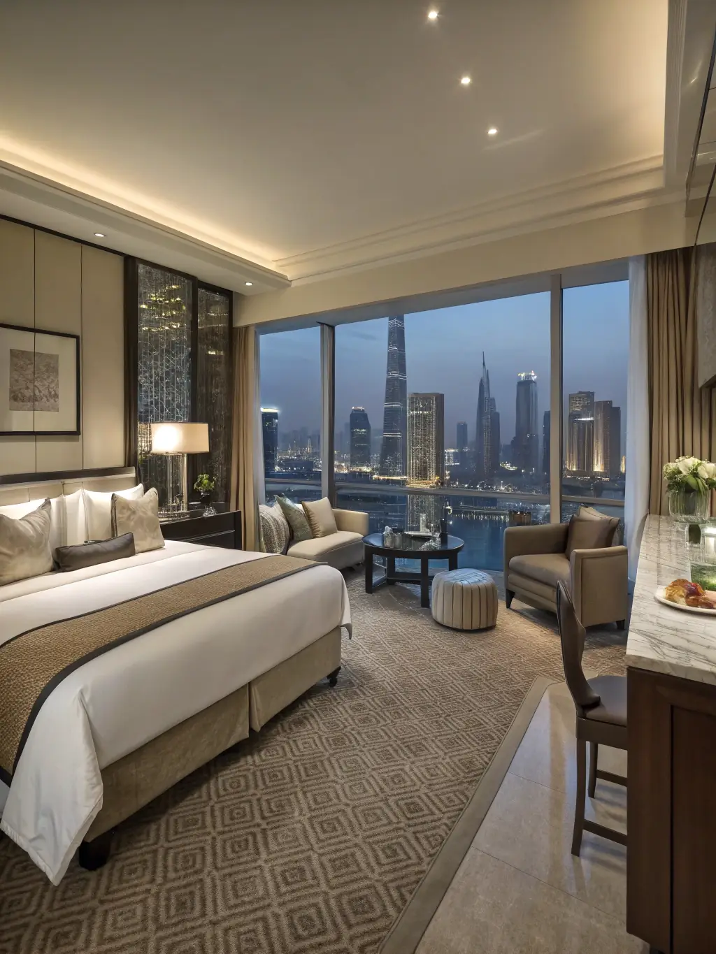 A luxurious hotel suite booked through Nkwimba Company Limited, highlighting the comfort and quality of their hotel reservation services.